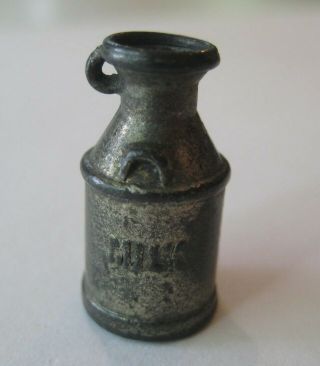 VINTAGE Old Metal MILK CAN Jug Charm Cracker Jack Toy Prize 1920 ' s - 30 ' s 2