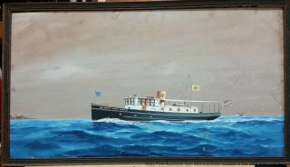 Joe Selby 30s Orig 27in African American Florida Al Steam Ship Portrait Painting