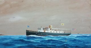 Joe Selby 30s Orig 27in African American Florida Al Steam Ship Portrait Painting 3