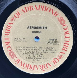 AEROSMITH Rocks QUADRAPHONIC Columbia 1976 CBS Early Print LP RECORD Joe Perry 7