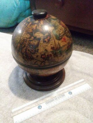 Vintage Old World Globe Tabletop Bar With Mini Globe Ice Bucket - Made In Italy
