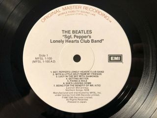 The Beatles Sgt Pepper ' s LHCB LP EMI Parlophone Records MFSL 1 - 100 EX/EX mofi 2