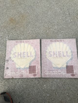 2 Vintage Shell Gasoline Gas Station Pump Advertising Decal W Shell Image Nos