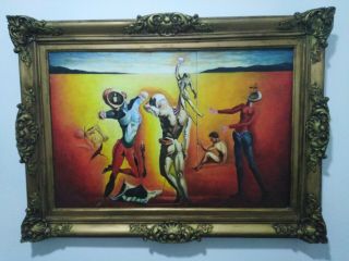Salvador Dali Oil On Canvas,  Old Painting