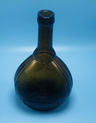 Antique Jenny Lind Fislerville Glass Hand Blown Amber Bottle - Empty
