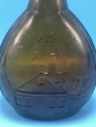 Antique Jenny Lind Fislerville Glass Hand Blown Amber Bottle - Empty 2