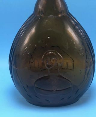 Antique Jenny Lind Fislerville Glass Hand Blown Amber Bottle - Empty 3