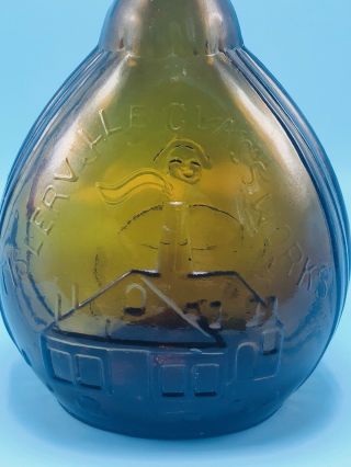 Antique Jenny Lind Fislerville Glass Hand Blown Amber Bottle - Empty 8