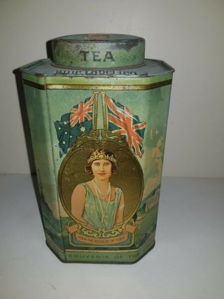 1927 Federal Parliament Opening Souvenir Bushells Tea Tin Caddy Hms Renown