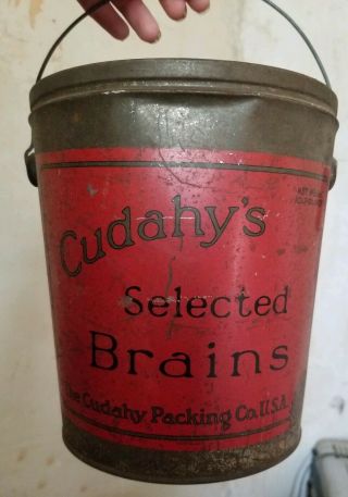 Antique Old Metal Tin Bucket Pail Advertising Cuddahy 
