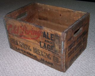 Vintage Cold Spring Ale And Lager Brewing Co Lawrence Mass Wood Crate Box Case