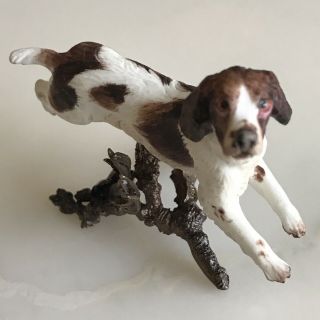 Rare Albany Fine China Bronze Worcester Miniature Leaping Spaniel Dog Figurine