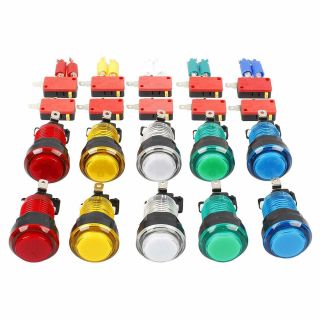 10x Arcade Button 12v Led Light Micro Switch Game Part Multiple Options 5 Colors