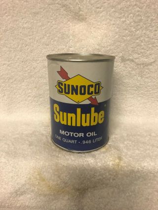 3 Vintage Sunoco 1 Qt.  Motor Oil Can Empty 2