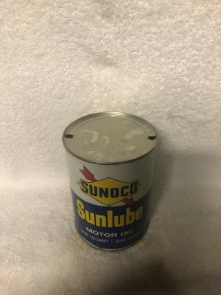 3 Vintage Sunoco 1 Qt.  Motor Oil Can Empty 3