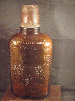 Vintage Whiskey Dr.  Presc.  Bottle Embossed Amber Glass Spider Web Frankfort Ky