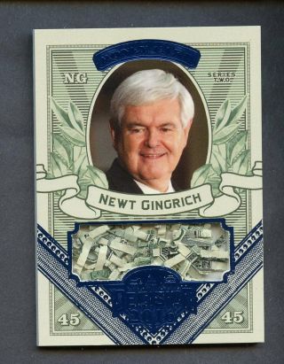 2016 Decision Blue Foil Money Card Newt Gingrich Shredded U.  S.  Currency