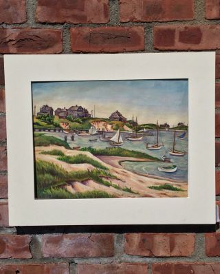 C1935 Signed Oil Painting By Matene Rachotes Cain Hyannis Cape Cod Massachusetts