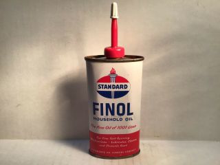 Vintage Finol Oil Can Handy Oiler 4 Oz Rare Tin Shell Old Mobil Veedol Amoco Dx