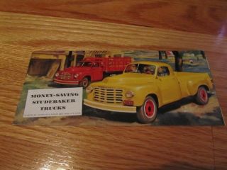 Vtg 1952 Money Saving Studebaker Trucks Promo Sales Tri Fold Brochure