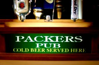 (remote Control) Led Packers Pub Lighted 7 Beer Tap Handle Holder And Bar Sign