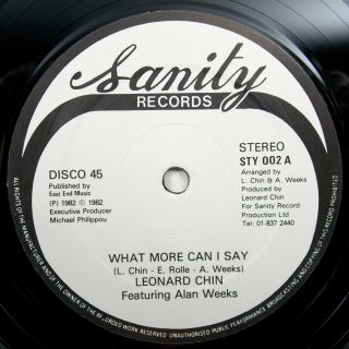 Leonard Chin What More Can I Say 12 " 45rpm Sanity Records Reggae Ska Dub Roots