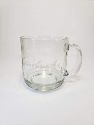 Starbucks Mug Clear Glass Cup Etched Engraved Letters