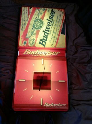 Vintage Budweiser Clock & Light Advertising Sign