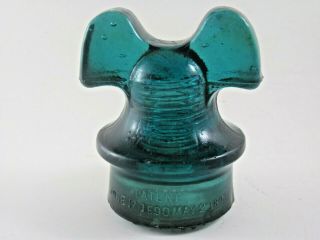Antique Hemingray Aqua Blue Glass Insulator Patent June 17 1890 May 2 1893
