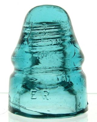 Cd 133 Blue Aqua W.  Brookfield " Er " Antique Glass Telegraph Insulator Erie Pa