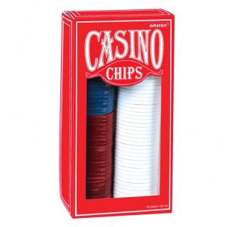150 Basic Plain Red White Blue Casino Poker Chip Set Night Party Vintage Style