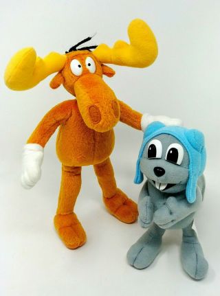 Vintage Rocky And Bullwinkle Poseable Plush Figures Just Toys Inc