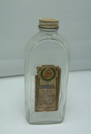 Vintage H.  D.  Lee Mercantile Co.  Ammonia Bottle H.  D.  Lee Label & Lid