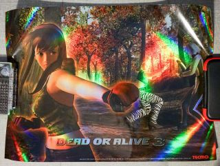 Gamestop Dead Or Alive 3 Iridescent Poster W/ Hitomi,  Tina & Christie 24 " X 18 "