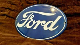 Vintage Ford Porcelain Gas Auto Motor Service Station Authorized Dealership Sign