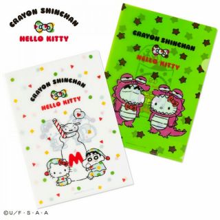 Sanrio Hello Kitty × Crayon Shin - Chan Clear File Holder Set From Japan F/s
