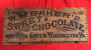 Rare Antique 1880’s W.  H.  Baker’s 1/4 Pound Sweet Chocolate Box Reduce Priced