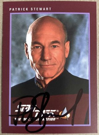 Patrick Stewart Hand Signed Sports Card Star Trek Tng Captain Jean - Luc Picard