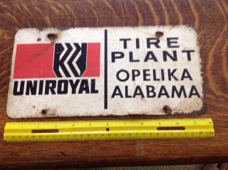 Uniroyal Tire Plant,  Opelika Alabama Steel License Plate,  Vintage 4