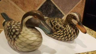 Vintage Handcrafted Mallard Wooden Duck Decorative Decoy Carved Sculpture