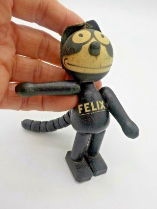 Antique Wood Felix The Cat Pat Sullivan 1925 Articulated Jointed Toy Figurine