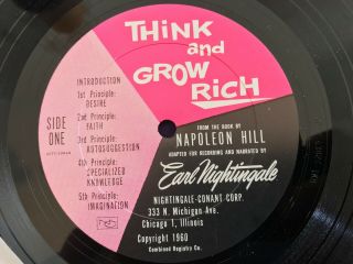 EARL NIGHTINGALE Think & Grow Rich LP ' 60 PRIVATE - NAPOLEON HILL 2