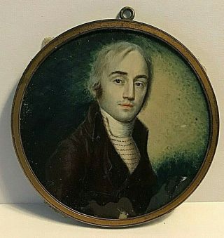 Antique Early 19th Century Gentleman Miniature Portrait