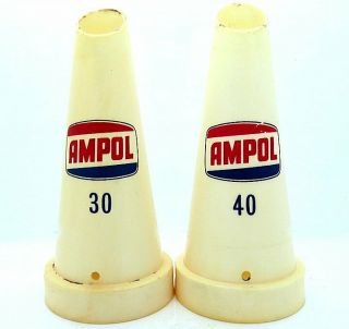 Vintage Ampol 30 & 40 Motor Oil Bottle Plastic Top