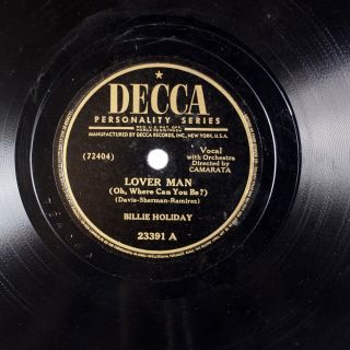 BILLIE HOLIDAY: Lover Man US Decca 23391 Jazz Vocals Personality 78 E - 2