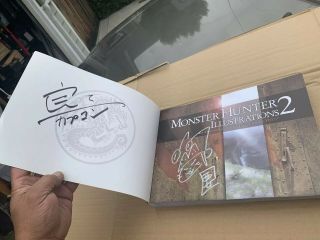Monster Hunter 2 Illustrations Art Book Japanese Signed