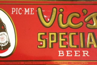 Vic’s Special Beer Tin Over Cardboard Sign 2