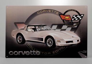 1982 Corvette Collector Edition Car Tin Metal Wall Sign Gm Licensed 656904
