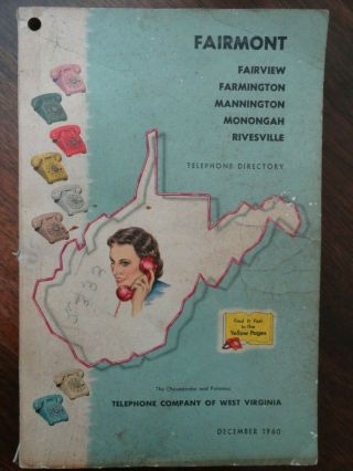 Fairmont Farmington Mannington Monongah Rivesville Wv 1960 Phone Directory Book