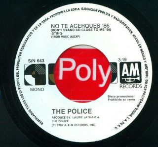 The Police “don’t Stand So Close To Me ‘86” Promo Wave Pop Rare Mexican 7 "
